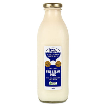 Barambah Organics Milk Full Cream Unhomogenised Glass  750ml